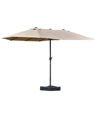  Ombrellone da Giardino Doppio 460x270cm, Ombrellone da Esterno con Apertura a Manovella, Base a Croce e Zavorra, Acciaio e Poli