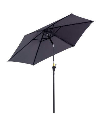  Ombrellone da Giardino 2.6x2.4 m Inclinabile con Manovella, in Alluminio e Poliestere Grigio e Nero