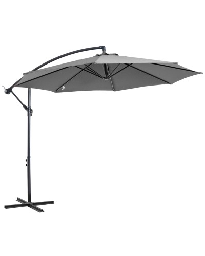  Ombrellone da Esterni 3x2.5 m Decentrato con Manovella, Struttura in Acciaio e Poliestere Anti-UV, Grigio