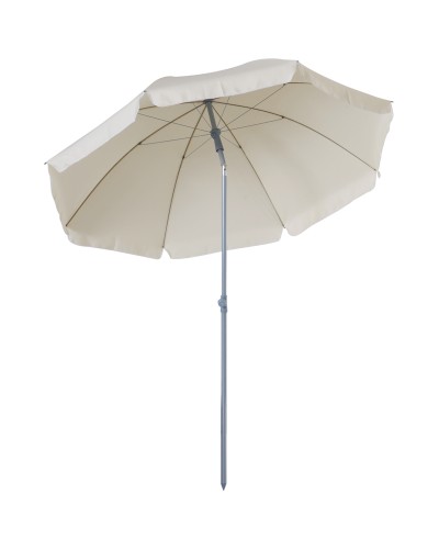  Ombrellone da Esterno 2x2.3 m Portatile con Tettuccio Inclinabile, in Metallo e Poliestere, Crema