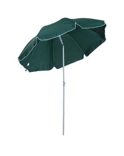  Ombrellone da Esterni 2x2.3 m Portatile e con Tettuccio Inclinabile in Poliestere Verde Scuro