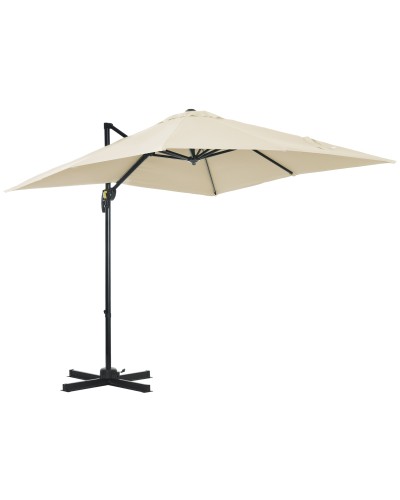 Garden Umbrella with 5-Level Tilt and 360° Rotation, 2.5x2.5 m, Cream Color