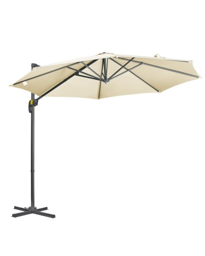 3x2.5m Offset Patio Umbrella with Adjustable Tilt and 360° Rotation, Cream