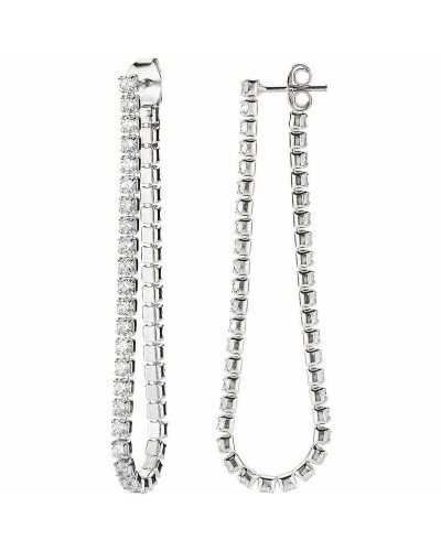 Amen Boucles d'Oreilles Femme E2TNBBZ : Argent 925, Zircons Noirs, Élégantes
