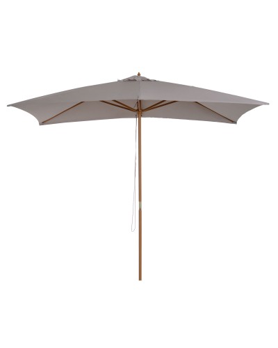 2x3m Waterproof Wooden Garden Umbrella with Removable Polyester Canopy, Grey