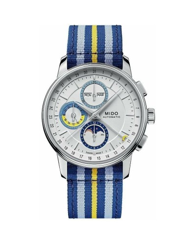 Mido Baroncelli Cronometro Uomo COSC - Argento, Pelle Blu, Automatico 40mm
