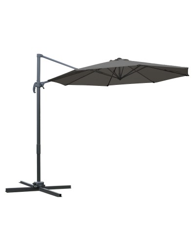  Ombrellone da Giardino a Manovella e a 8 Stecche con Angolazione Regolabile, Ø2.95x2.5 m, Grigio