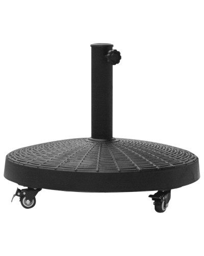 Round Patio Umbrella Base with 4 Wheels and Brakes, Metal & Resin Umbrella Stand, for Umbrella Poles
