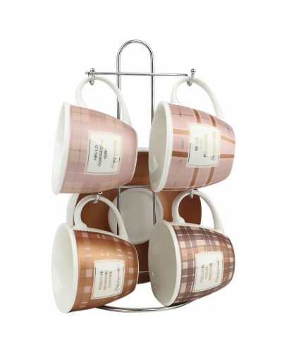 Tasse DKD Home Decor | Blanc, Marron, Rose | Métal | 210 ml | Élégant et fonctionnel
