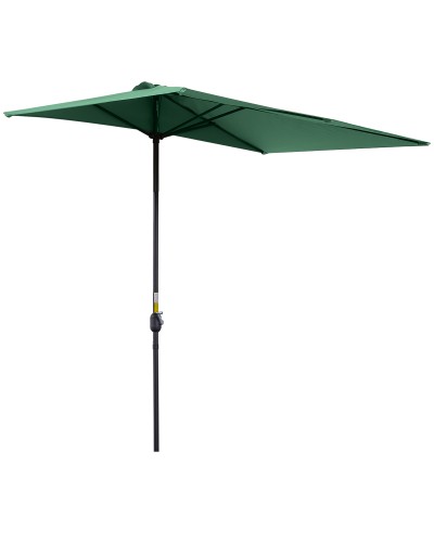  Ombrellone da Parete Mezzaluna Salvaspazio con Apertura a Manovella, Verde