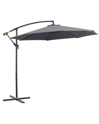 3x2.5m Cantilever Garden Umbrella with Crank, Steel and Grey Polyester