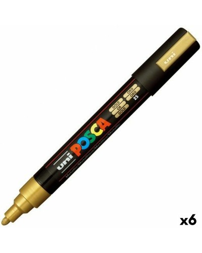 POSCA PC-5M Dorado - Rotuladores Punta Media 2.5mm - Set 6 Unidades
