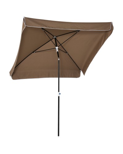2x2m Outdoor Umbrella with Square Canopy, Adjustable and Portable, Metal and Polyester, Coffee