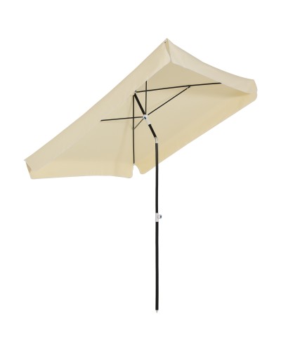  Ombrellone 2x2 m per Esterni con Tettuccio Quadrato, Struttura Regolabile e Portatile, Crema