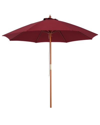 2.  5x2.5 m Garden Umbrella with Wind Vent in Red Polyester and Wooden Pole