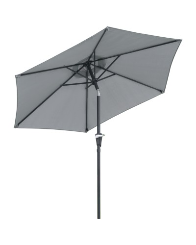 Ombrellone da Giardino Inclinabile 2.3x2m con Apertura a Manovella e 6 Stecche, Grigio
