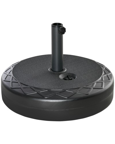  Base per Ombrellone Rotonda Ø55cm in Plastica da 30kg per Pali da Ø38-48mm, Nero