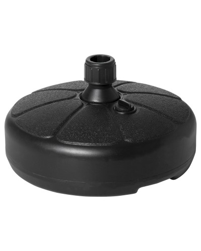  Base per Ombrellone Rotonda in Plastica Riempibile con Acqua e Sabbia, per Pali da 38 mm, Ø38 cm, Nero