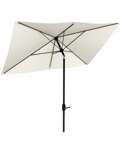  Ombrellone Rettangolare 2x3 m da Giardino con Apertura a Manovella e Inclinazione Regolabile, Beige