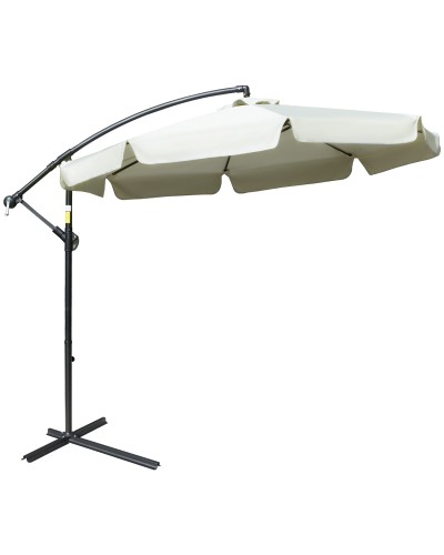 Cantilever Garden Umbrella Metal Polyester Crank Beige 2.7x2.7 m