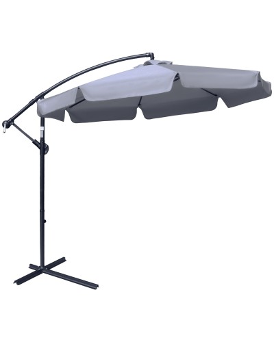 2.  7x2.7 m Metal Cantilever Garden Umbrella with Adjustable Polyester Canopy and Crank Opening, Grey