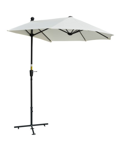  Ombrellone Semicircolare con Manovella e Tettuccio Anti UV, 200x190x240 cm, Crema