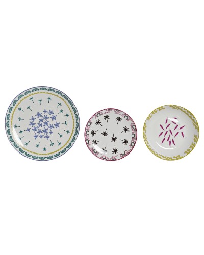 Service de table DKD Home Decor en porcelaine Colonial Africain Bleu Turquoise (18 pièces)
