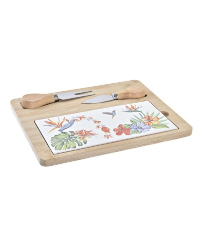 Planche à Fromage en Bambou et Grès (24,5x20x1,2cm) - Set de 4 DKD Home Decor
