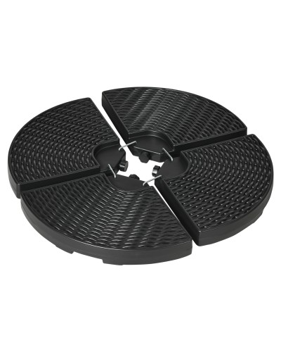 Cantilever Umbrella Base 4-Piece HDPE Fillable with Water and Sand, Ø100x8 cm, Black