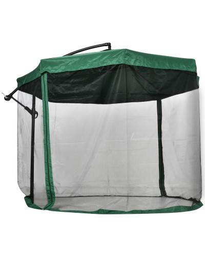  Ombrellone da Giardino 3x3 m con Zanzariera, Apertura a Manovella e Base a Croce, Verde