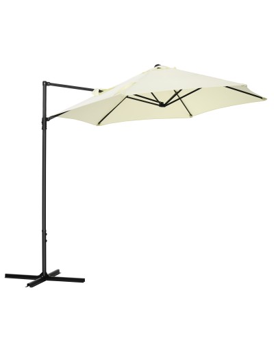  Ombrellone da Giardino a Sbalzo 2.6x2.5 m con Rotazione a 360° e Manovella, Beige