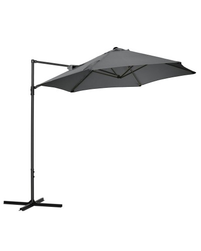 2.6x2.5 m Garden Umbrella with 360° Rotation and Vented Grey Polyester Canopy