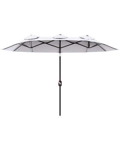 Double Tilt Crank Garden Umbrella, 295x152x222cm, White