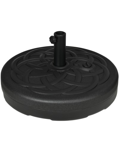 Round Plastic Parasol Base Fillable with Water and Sand for 38-48 mm Poles, Ø56 cm, Black