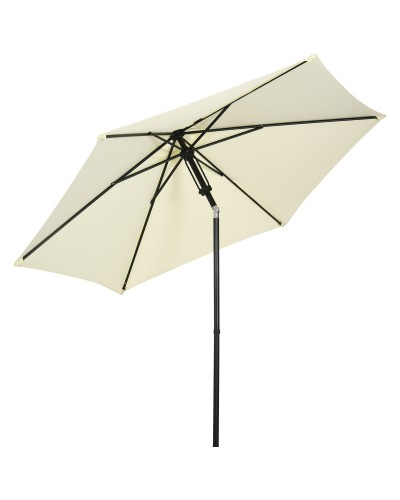  Ombrellone da Giardino 2.7x2.5 m, in Poliestere e Metallo con Tettuccio Inclinabile, Beige Nero