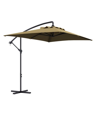 Offset Patio Umbrella with Cross Base and Crank Lift, 294x193cm, Brown