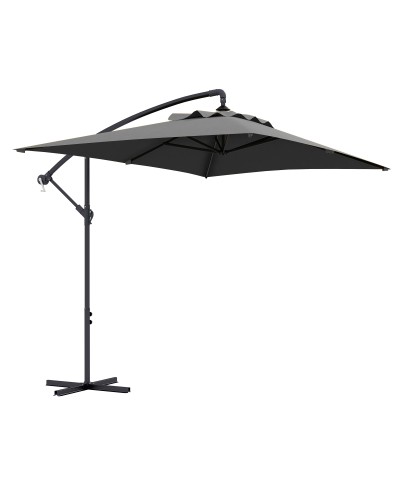 Offset Patio Umbrella with Cross Base and Crank Lift, 294x193cm, Grey