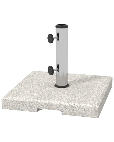  Base per Ombrellone da Giardino 25kg per Pali da Ø32mm, Ø38mm e Ø48mm, in Granito e Acciaio Inox, 38x38x38 cm, Grigia