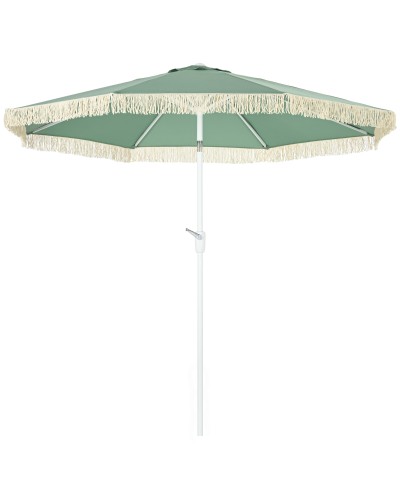  Ombrellone da Giardino a Manovella Inclinabile e Palo a 2 Sezioni, Poliestere e Metallo, 2.6x2.4 m, Verde