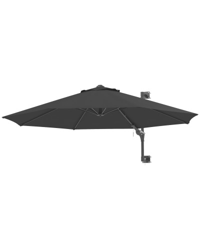 Wall Mounted Patio Umbrella, 180° Swivel with Crank and 8 Ribs, Grey