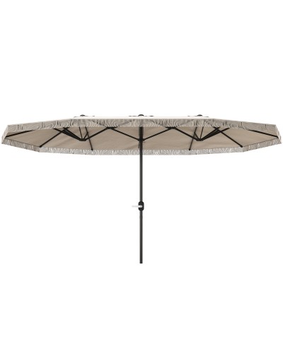 Double 12-Rib Umbrella with Crank, Polyester and Steel, 450x265x260 cm, Cream White