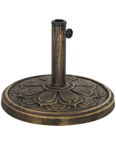  Base per Ombrellone da 12 kg con Manovella Integrata, in Resina, Metallo e Cemento, Ø46x33 cm, Bronzo