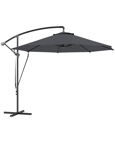 Round Garden Umbrella Tilting and Swiveling, Crank and UPF 50+ Protection, Ø3 m, Dark Grey