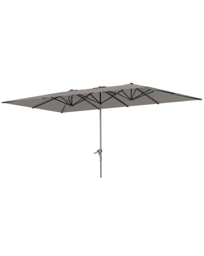  Ombrellone Doppio da Giardino 4.5x2.6 m, Apertura a Manovella e 12 Stecche, Grigio