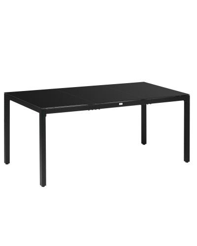Rectangular Garden Table for 8 People, Aluminum and Glass, 180x80x72cm, Black