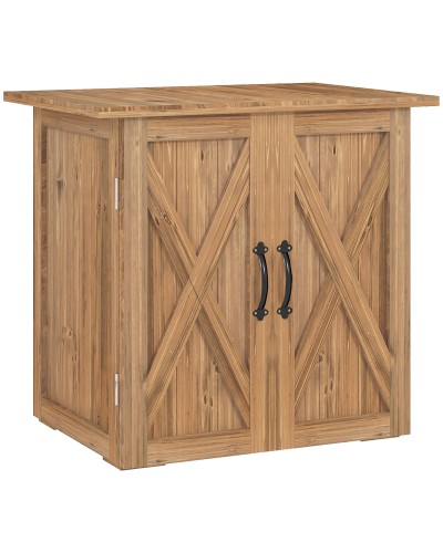  Casetta da Giardino in Legno a 2 Ante con Maniglie in Stile Country, 77x55x72 cm, Marrone
