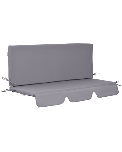 Cuscini da Esterno per Dondolo da Giardino 3 Posti con Lacci, 2 Pezzi da 130x45x5 cm, Grigio