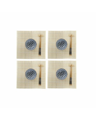 Sushisetti DKD Home Decor 14,5 x 14,5 x 31 cm Sininen Kivitavara Itämainen (16 Kappaletta)