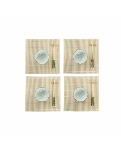 DKD Home Decor Sushi-Set aus orientalischem Steingut Grün (16-teilig), 14,5 x 14,5 x 31 cm

