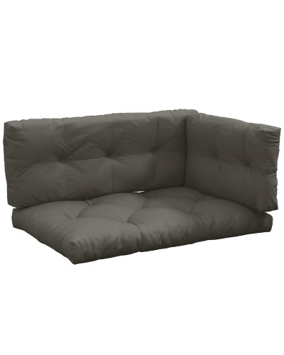  Set 3 Cuscini da Giardino per Divani e Pallet in Poliestere con Imbottitura Spessa, Grigio Carbone